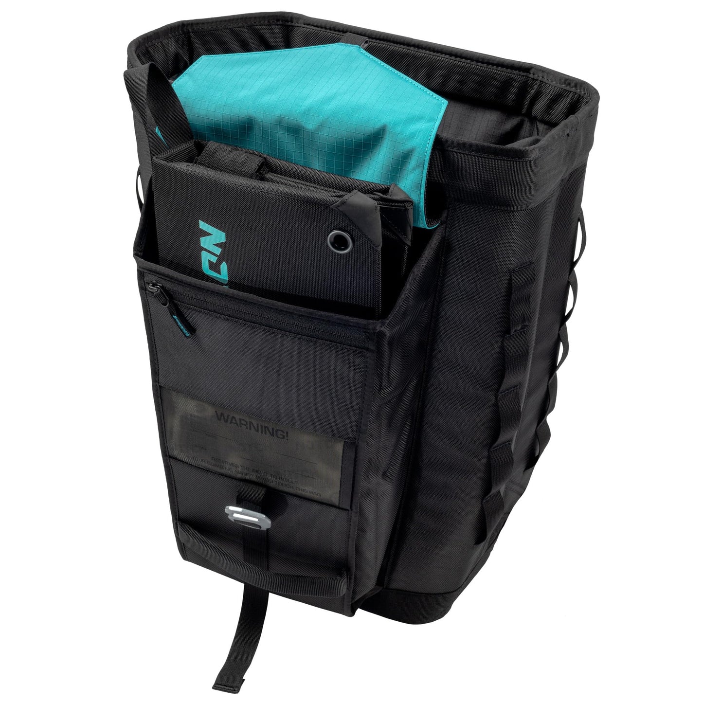 Notch Approach Free-Standing Black Rope Gear Bag, 50L Capacity, Storage pockets, Padded Shoulder Straps, Side Daisy Chains, Roll-Top Closure, Weather Resistant 1680 Denier Fabric (99754)