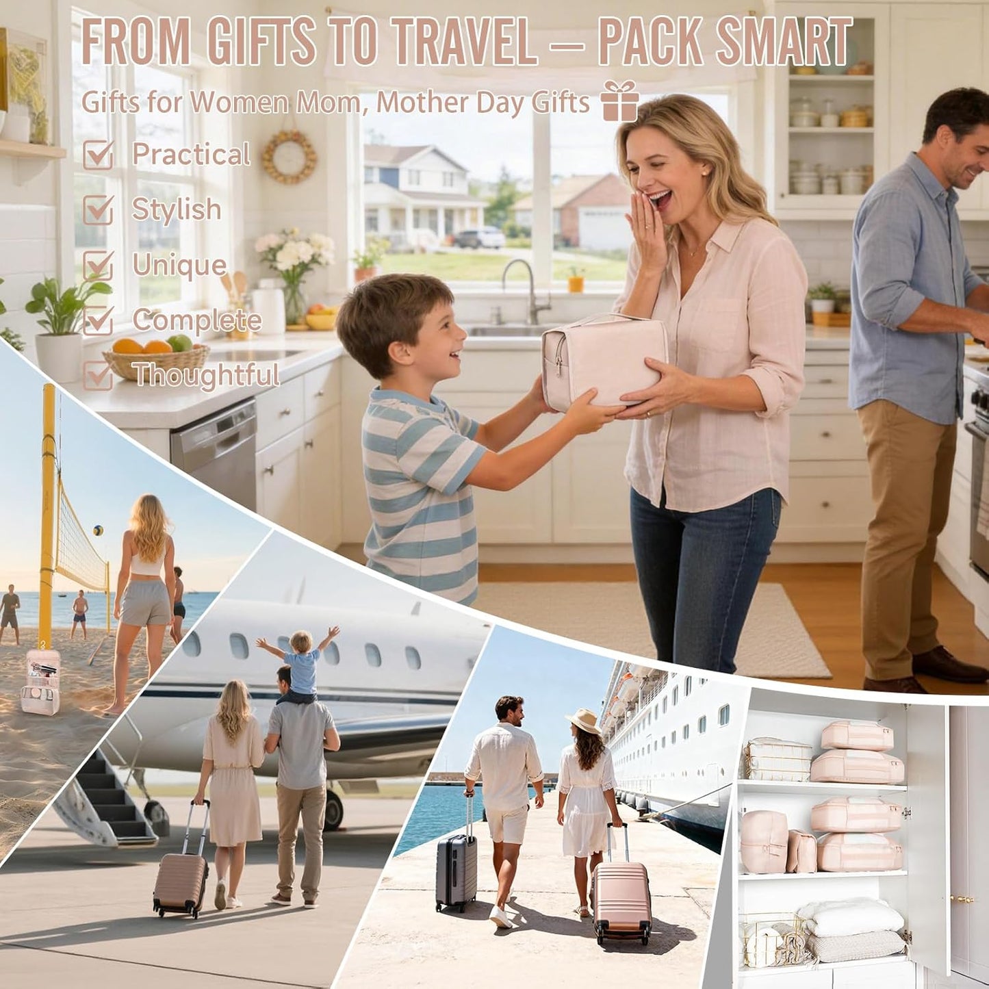 Veken Packing Cubes Set - Essential Travel Organizers for Beach Vacations | Includes Hanging Toiletry Bag