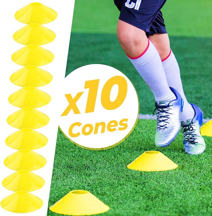 GHB Pro Agility Ladder Soccer Kick Trainer Set 20ft 12 Rung 10 Cones and 4 Stakes Speed Agility Football Training Equipment with Carrying Bag