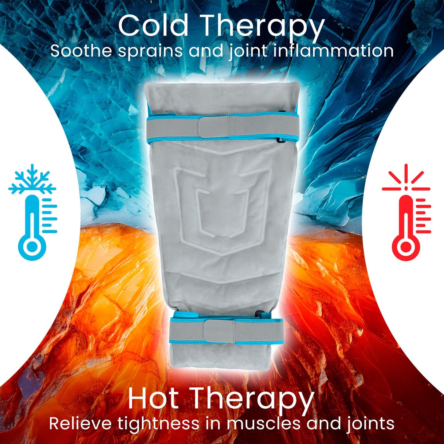 Arctic Flex Full Leg Ice Pack Wrap (Hot & Cold Therapy) - Large, Reusable Gel Ice Pack for Injuries & Swelling - ICY Sleeve for Leg Pain Relief - Cold/Hot Wrap for Thigh, Hips, Knee, Shins & Back