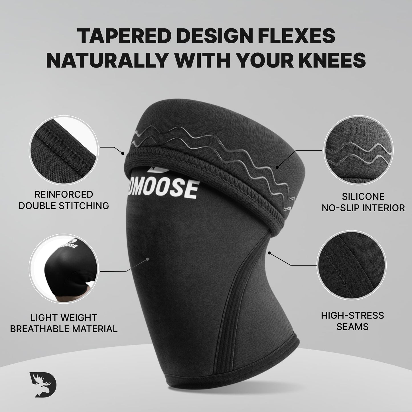 DMoose Fitness Knee Sleeves for Weightlifting (Pair) 78” Knee Wraps for Joint Support, Squats & Powerlifting - Gym Brace Straps for Joint Stability & Pain Relief, USPA & IPL Approved for Men and Women