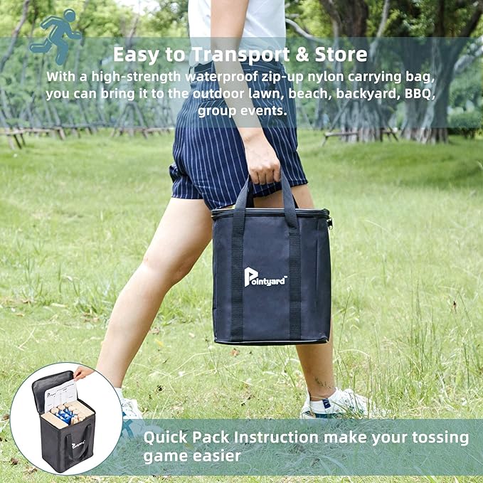 Pointyard Kubb Yard Game Set, Kubb Game Set with Carrying Bag - Wooden Toss Game Set for Outdoor Lawn Teenagers Adults Family