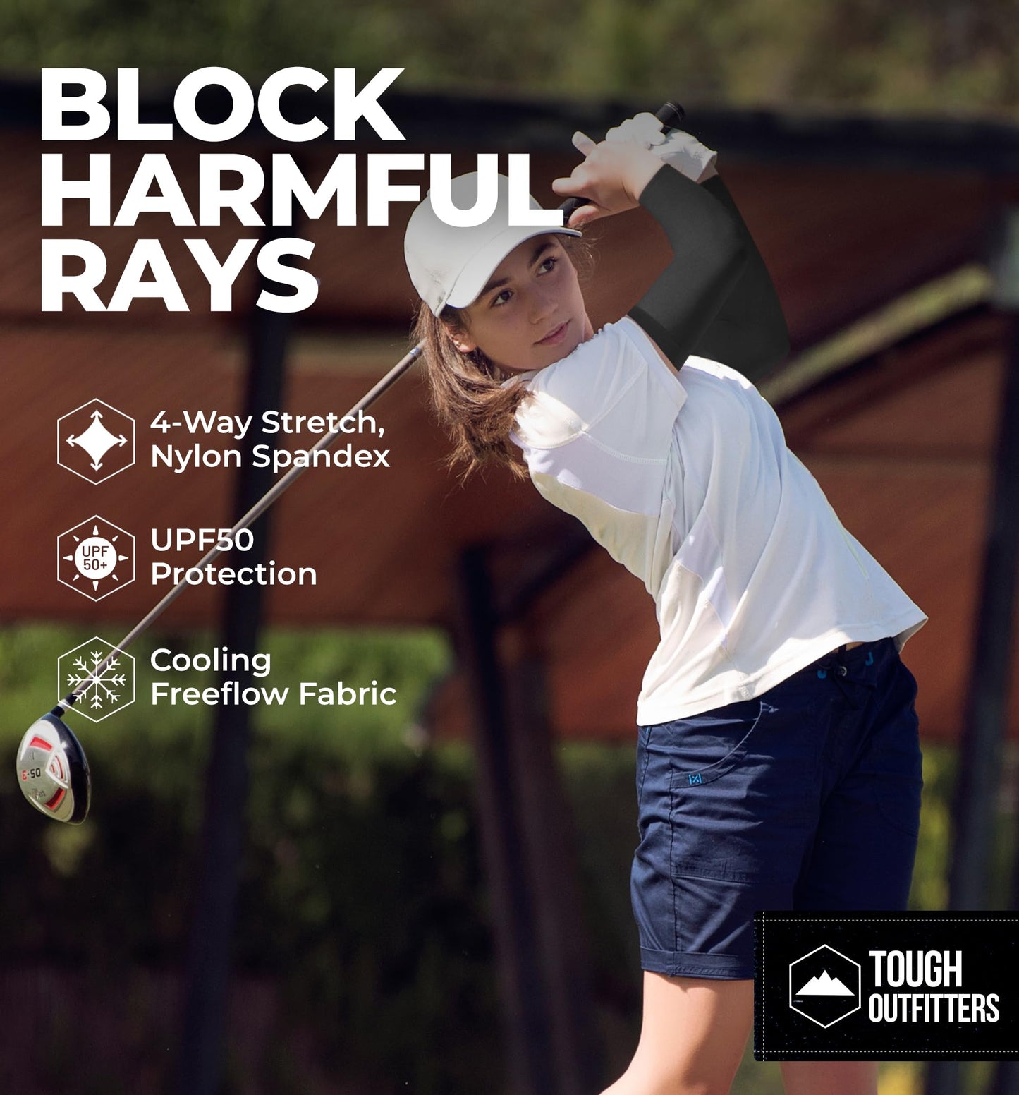 Tough Outdoors UV Arm Sleeves for Men Women - Sun Protection Sleeves - Compression Golf Baseball Cooling Tattoo Arm Sleeve