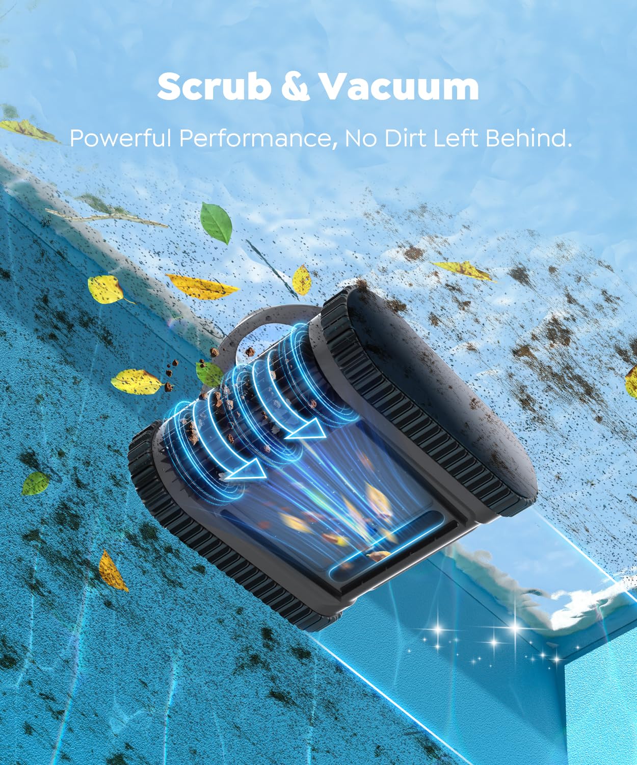 C1 Cordless Pool Cleaner Robot with 180 Mins, Powerful Triple-Motor Suction, Wall & Waterline Deep Cleaning, Smart Paths with APP, Dual-Layer Filtration, for Inground Pools (Dusk Blue)