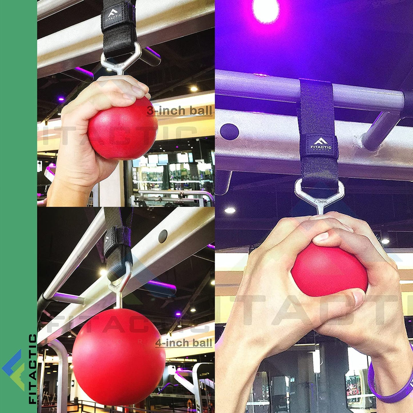 FITactic 3 Inches Rock Climbing Solid Training Cannonball Bomb Power Pull Up Ball Hold Grips for Straps for Finger, Forearm, Biceps, Back Muscles, Sports, Race (2 Balls, Red 3")
