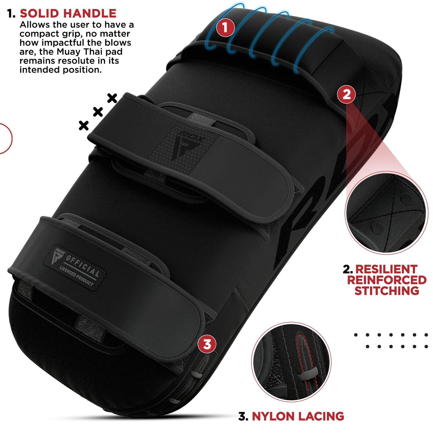 RDX Muay Thai Pad for Training, Curved Kickboxing Kicking Strike Shield, Coaching Kick Boxing, MMA, Martial Arts, Karate, Taekwondo, Punching, Foot, Knee and Elbow Target (One Pad Only)