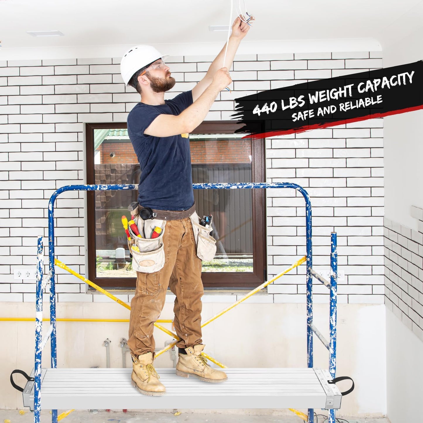 Telescoping Plank, Aluminum Work Plank,Aluminum Extension Plank 440lbs Capacity, Aluminum Scaffolding Plank with Skid-Proof Platform Scaffold Ladder Accessory (9-15FT)