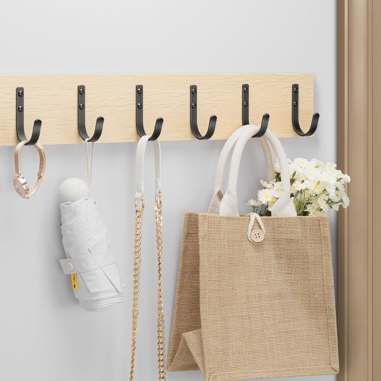 Niffgaff 10-Pack Outdoor Wall Hooks - 30LB Metal Hangers for Coats, Towels, and Backpacks | Black