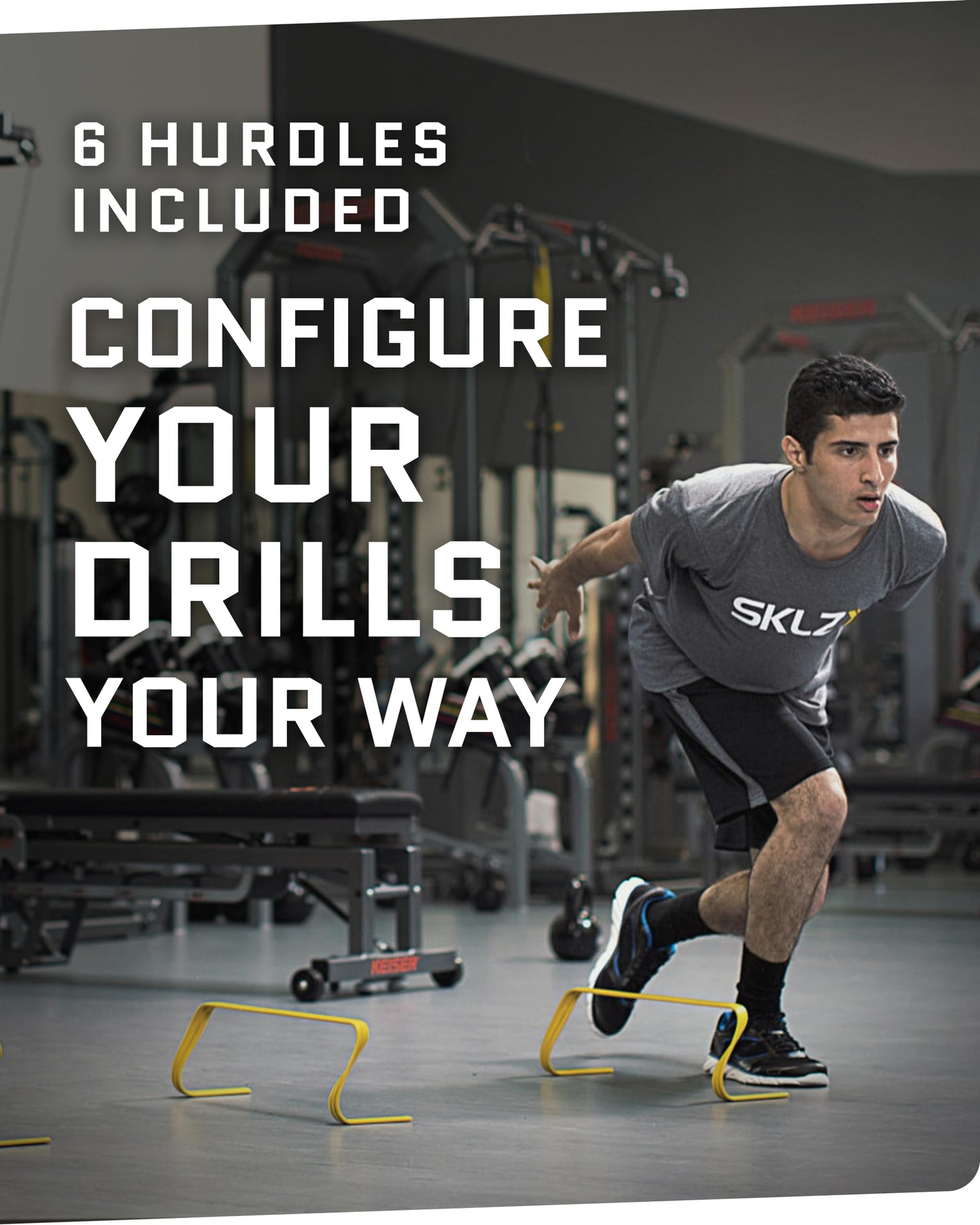 SKLZ 6X Ultra Durable Agility Hurdles - for Athletes of All Skill Levels,6pk of 6-in Tall Hurdles,Bright Yellow Color,Made of Durable, Composite Materials,Easy to Set up & Transport,Comes w/Carry Bag