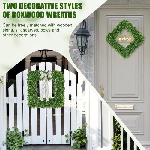 Artgar 20-Inch Boxwood Wreath - Realistic Green Spring Decor for Year-Round Indoor/Outdoor Use