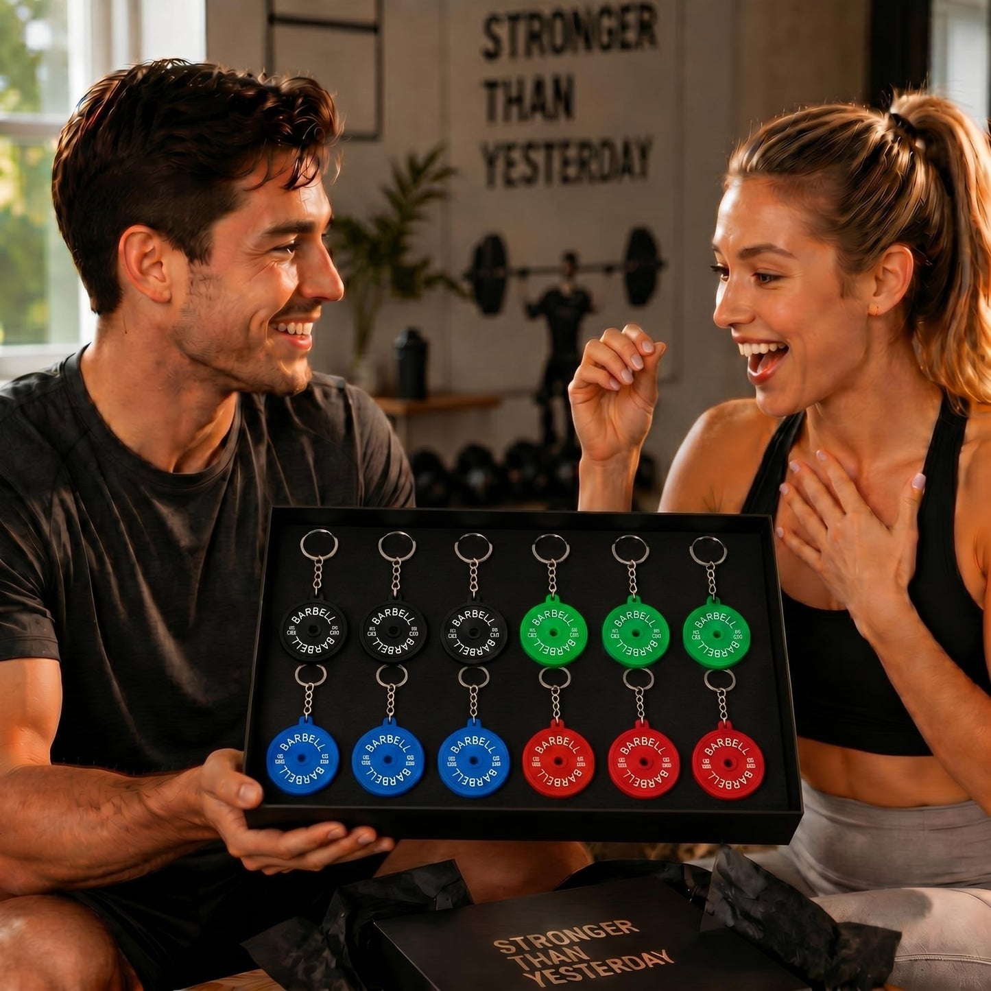 Tondiamo 12/24 Pcs Gym Keychain, Barbell Dumbbell Keychain, Workout Fitness Gifts for Gym Lover, Charm Gift for Women Men Bag
