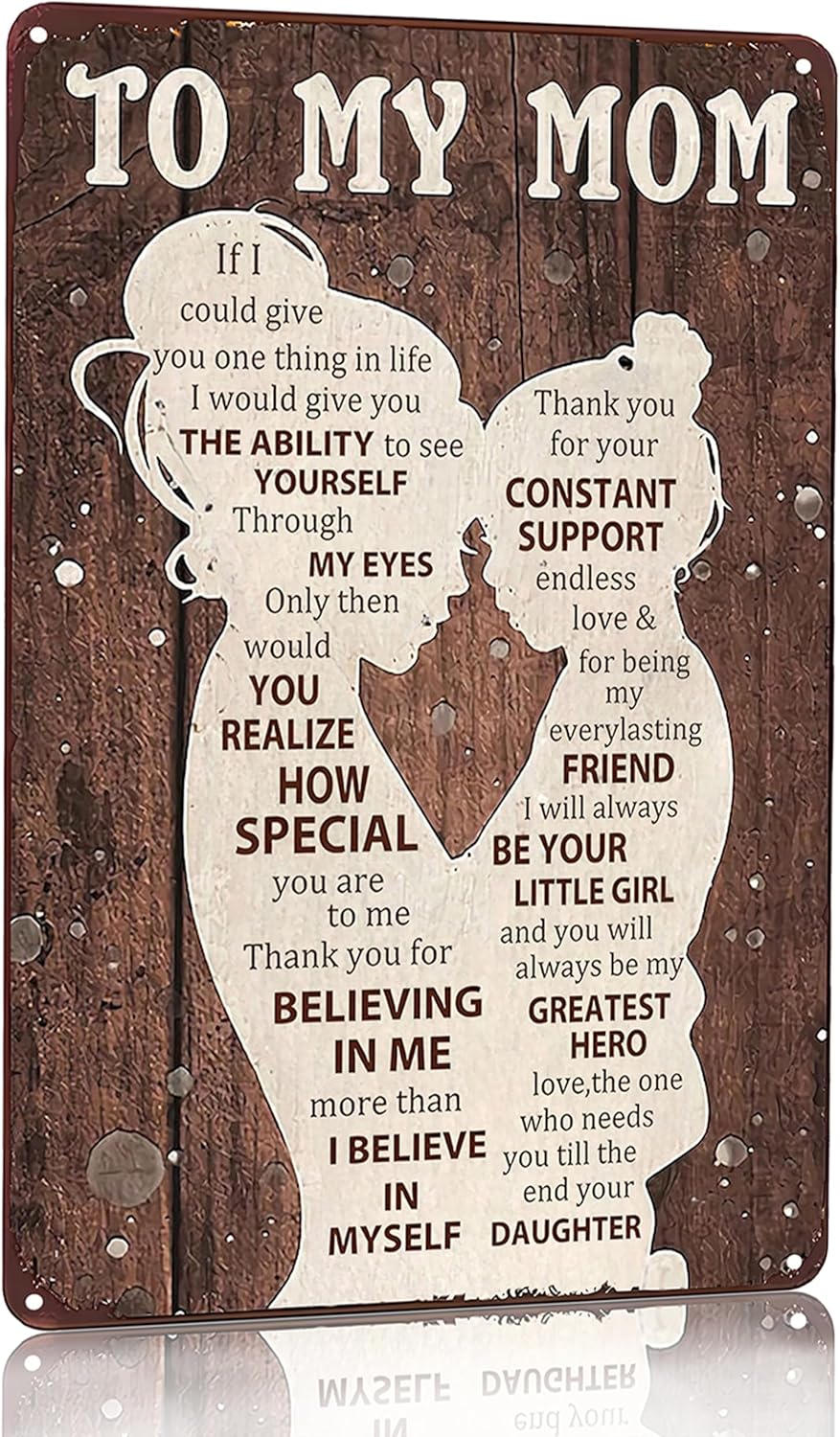 To My Mom Sign - Heartfelt 'I Love You' Gift for Mom | Home Decor for Kitchen, Bedroom, Office - 12" x 8"