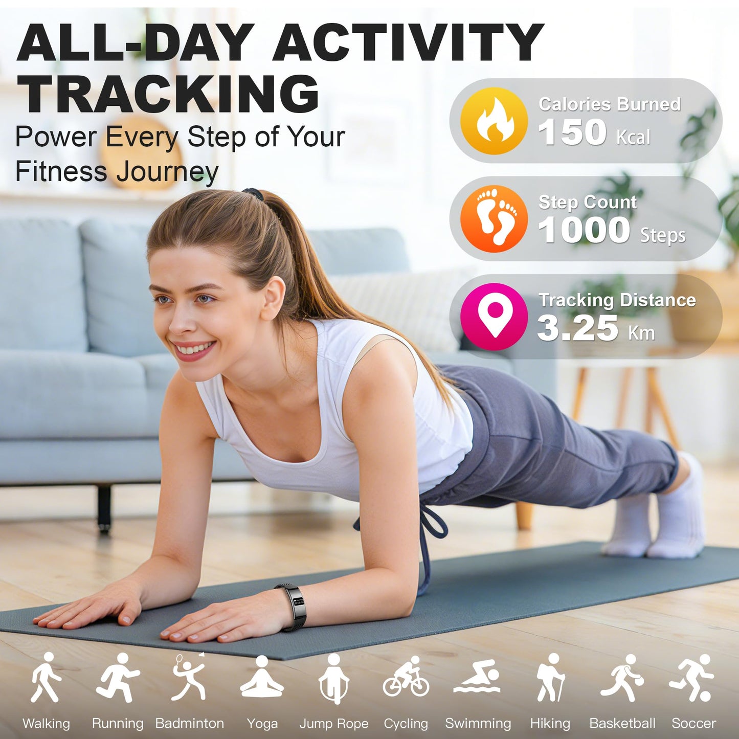 Irondance Smart Bracelet for Women Men,Wearable Activity & Fitness Tracker,All-Day Heart Rate/Stress/HRV/Step Monitor,24H Sleep Tracker,Multiple Sport Modes Smart Wristband with 2 Bands, Free APP