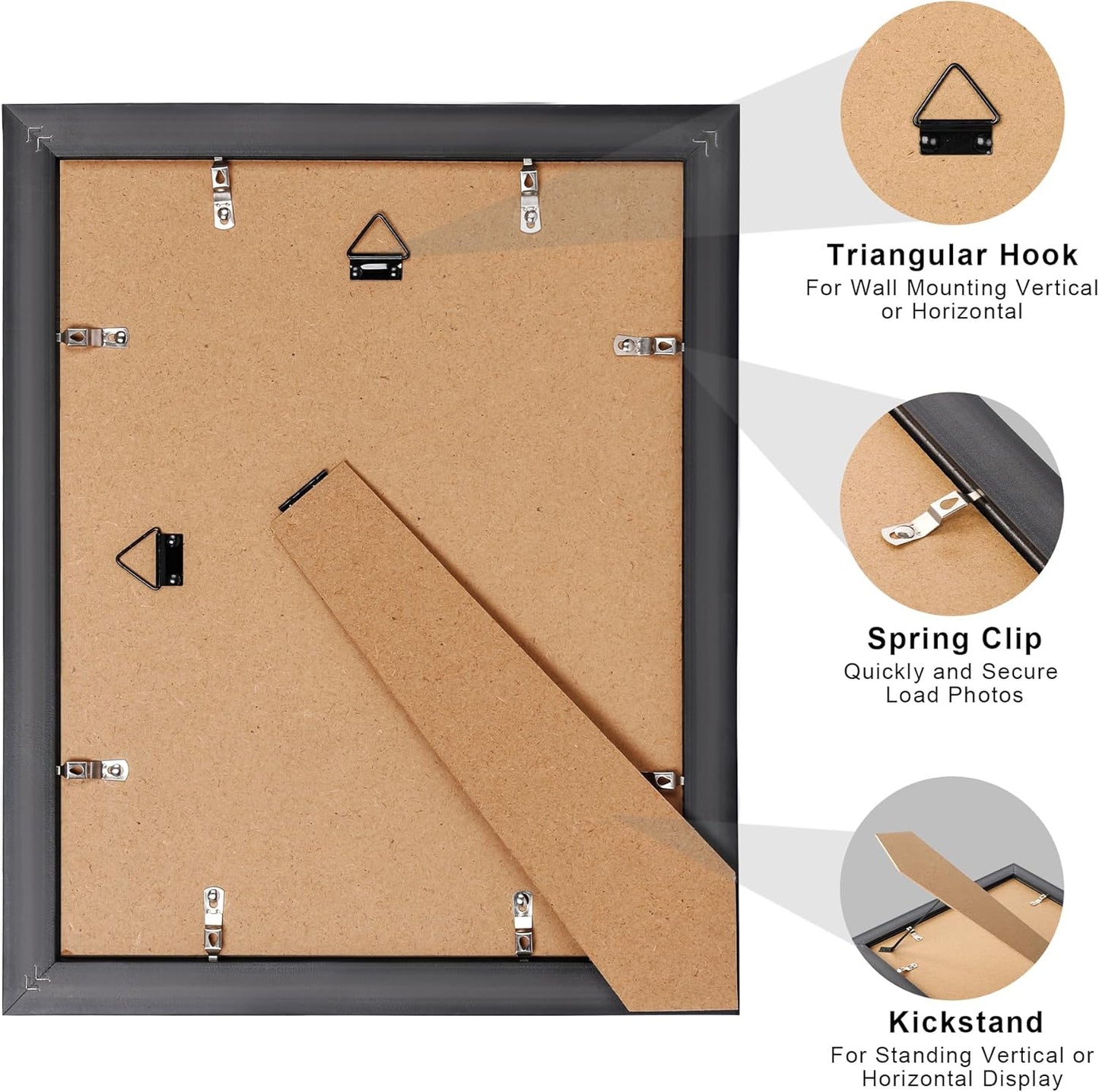 Upsimples 8x10 Picture Frame Set - 5 Black Frames & 11x14 Mahogany Diploma Frame Bundle