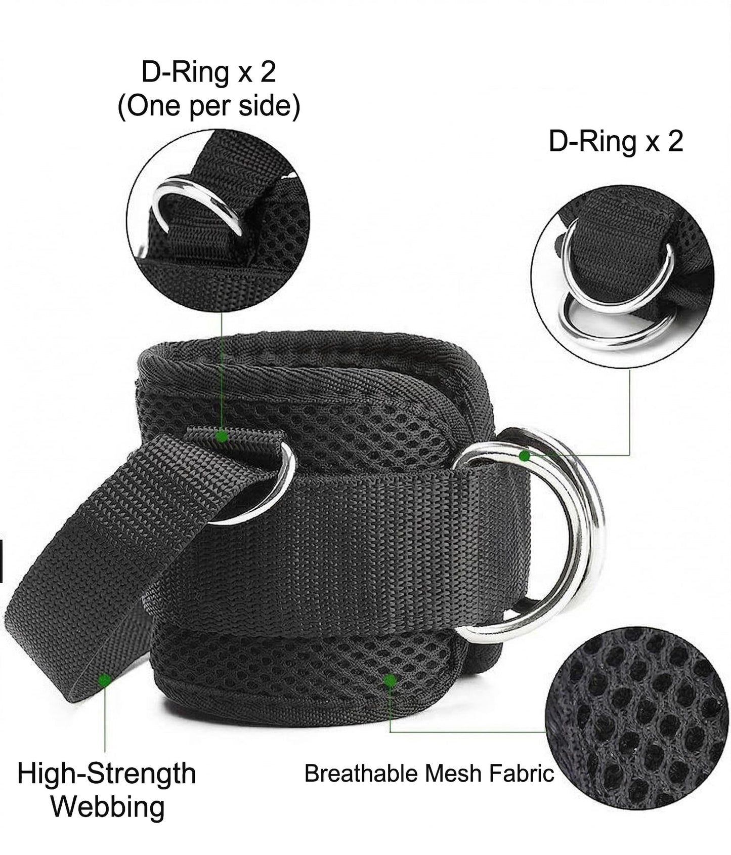 CozyBits Ankle Straps for Cable Machine with Foot Loop, Non-Slip Gym Ankle Cuffs for Glute Kickbacks, Leg Extensions, Curls & Hip Abductors, Adjustable Padded Kickback Straps for Women & Men(1pair)