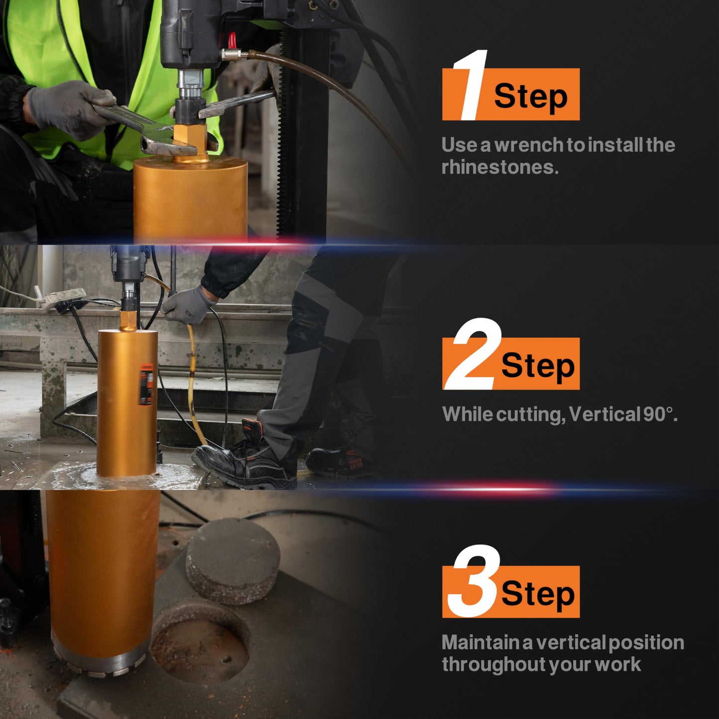 KSEIBI 619178 Wet Drill Core Bits 7" for Concrete, Marble, Granite, Brick, and Hard Masonry 16" Drilling Depth, 10mm Segment Height 1-1/4"-7 Arbor, Wet Only Hole Saw