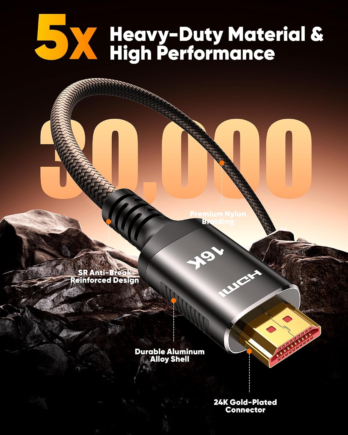 16K 10K 8K 96Gbps 3.3FT, 48Gbps 8K@120Hz, 4K@240Hz 2.3 Snowkids HDMI Cable Ultra High-Speed HDMI Cables Cord, HDCP