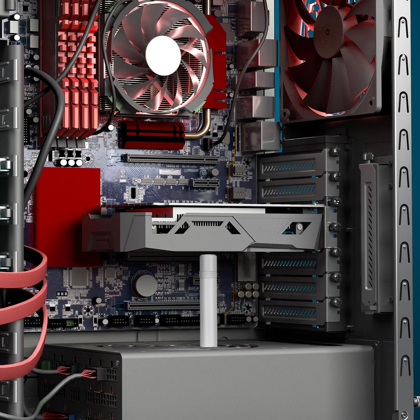 JJUNW 74-120mm Graphics Card GPU Support Bracket, Adjustable Aluminum Alloy Anti Sag GPU Bracket, with Magnet