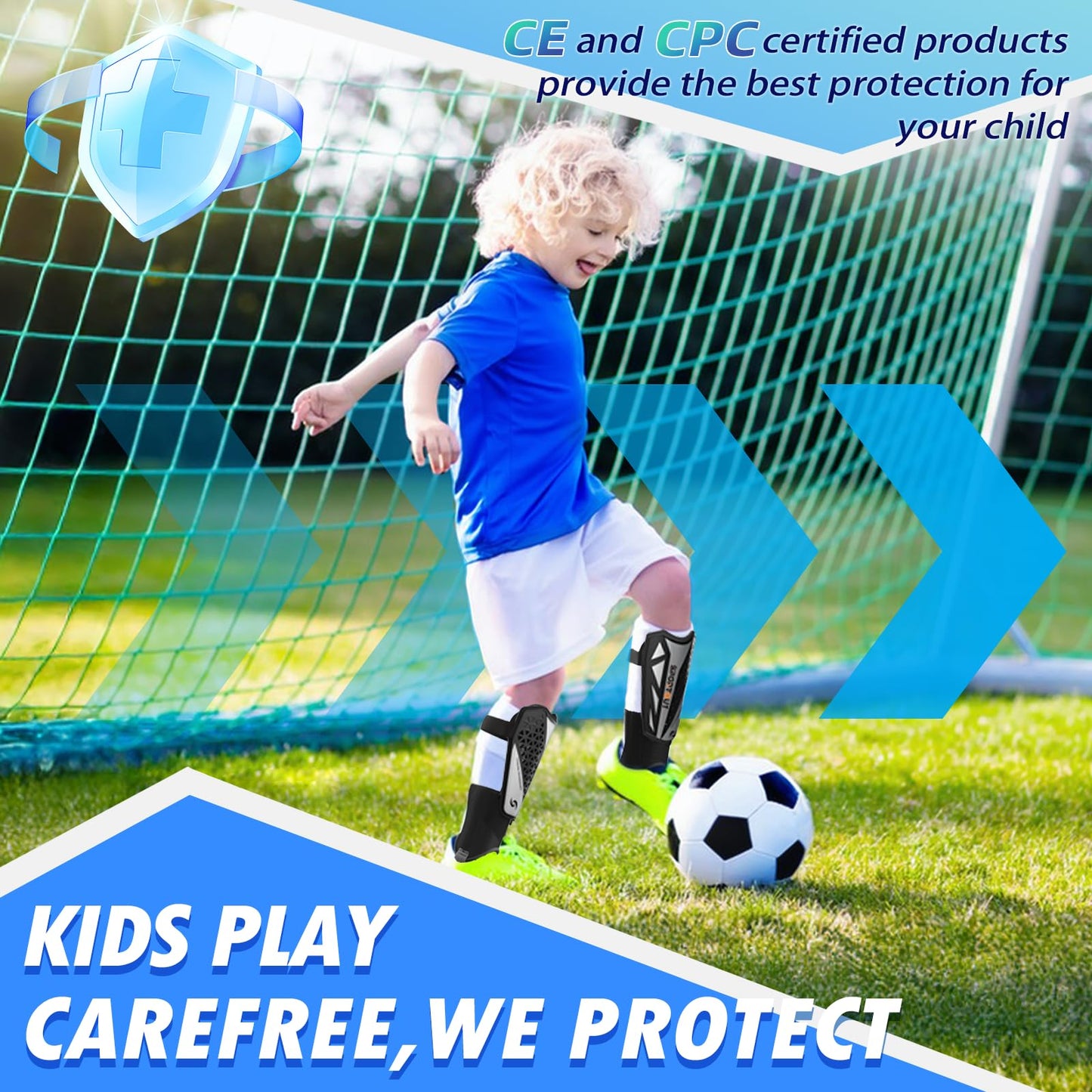 Sportout Breathable Mesh Soccer Shin Guards with Ankle Support - High-Ventilation Shin Pads for Kids, Youth & Adults, Lightweight Gear