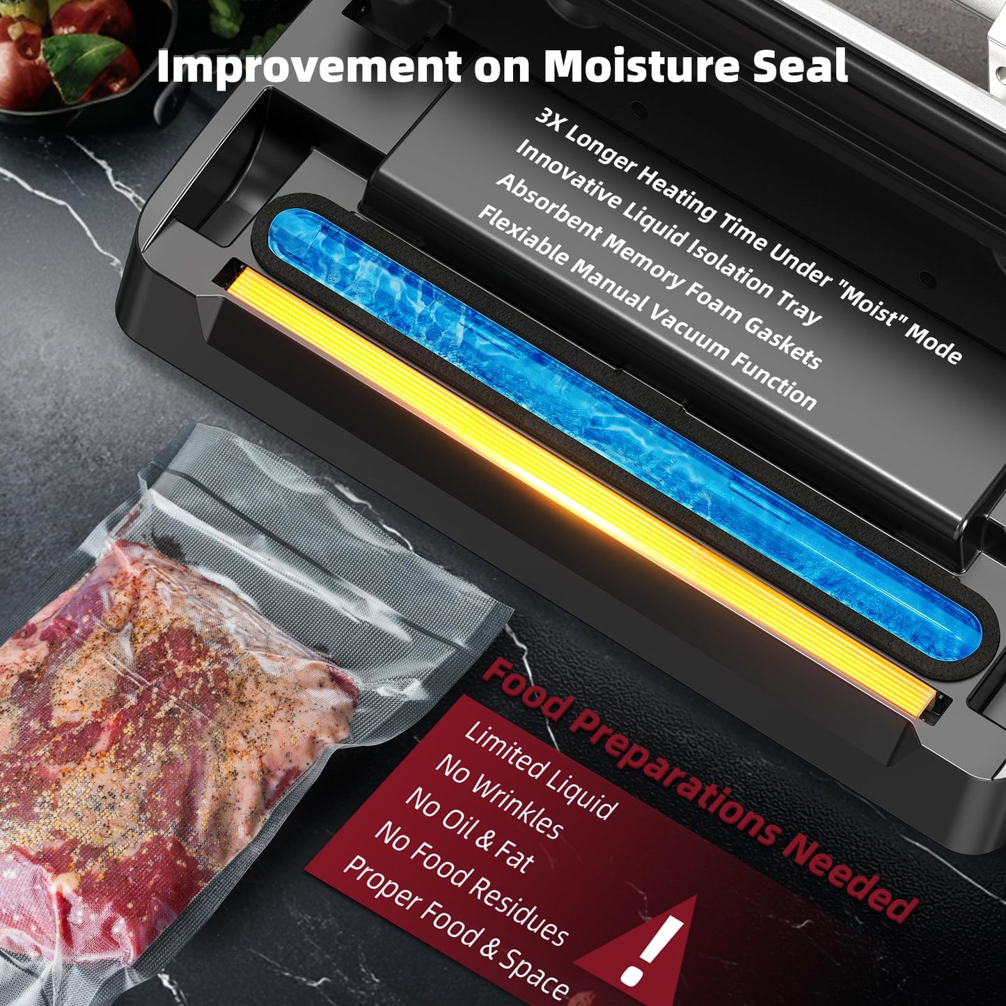 Next Gen Vacuum Sealer Machine, Potane Double Pump Food Vacuum Saver With Smart Visual Status System, Full Auto/Manual Functions, Built-in Safety Cutter&Guided Seal Bar, Start Kit Bags to Seal a Meal