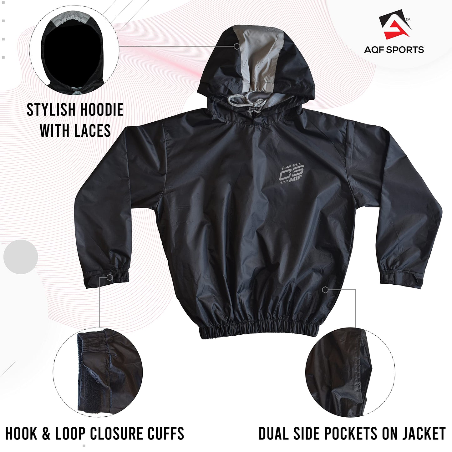 AQF Sauna Suit for Men & Women - Heavy Duty Weight Loss Sweat Suit Fat Burning- Full Body Slimming Exercise Track Suit for Boxing, MMA, Fitness & Gym Workouts