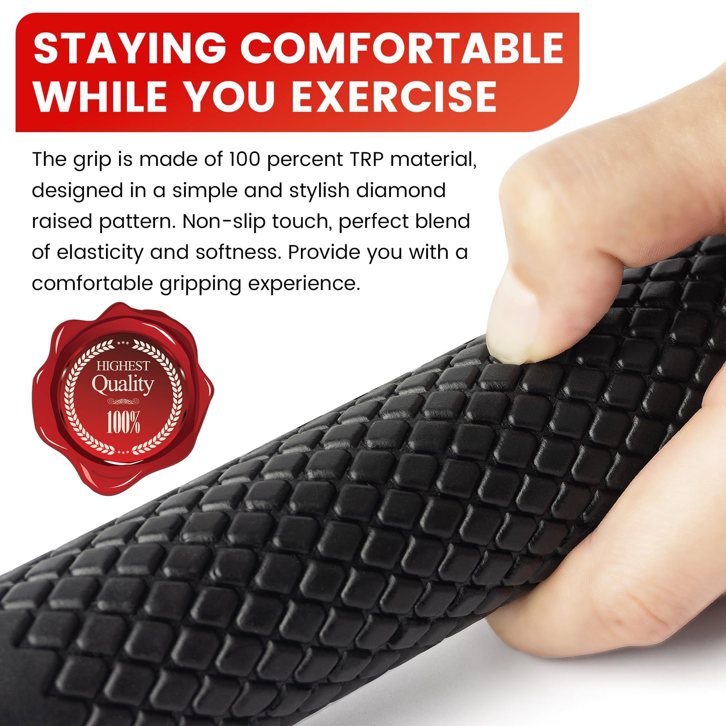 HASSLICKIT Ultra Heavy Duty Exercise Handles, Cable Handles Gym Equipment Attachment, Double D-Ring Grips, Encrypted Webbing, Red Edge Design Non-Slip Comfort Grips