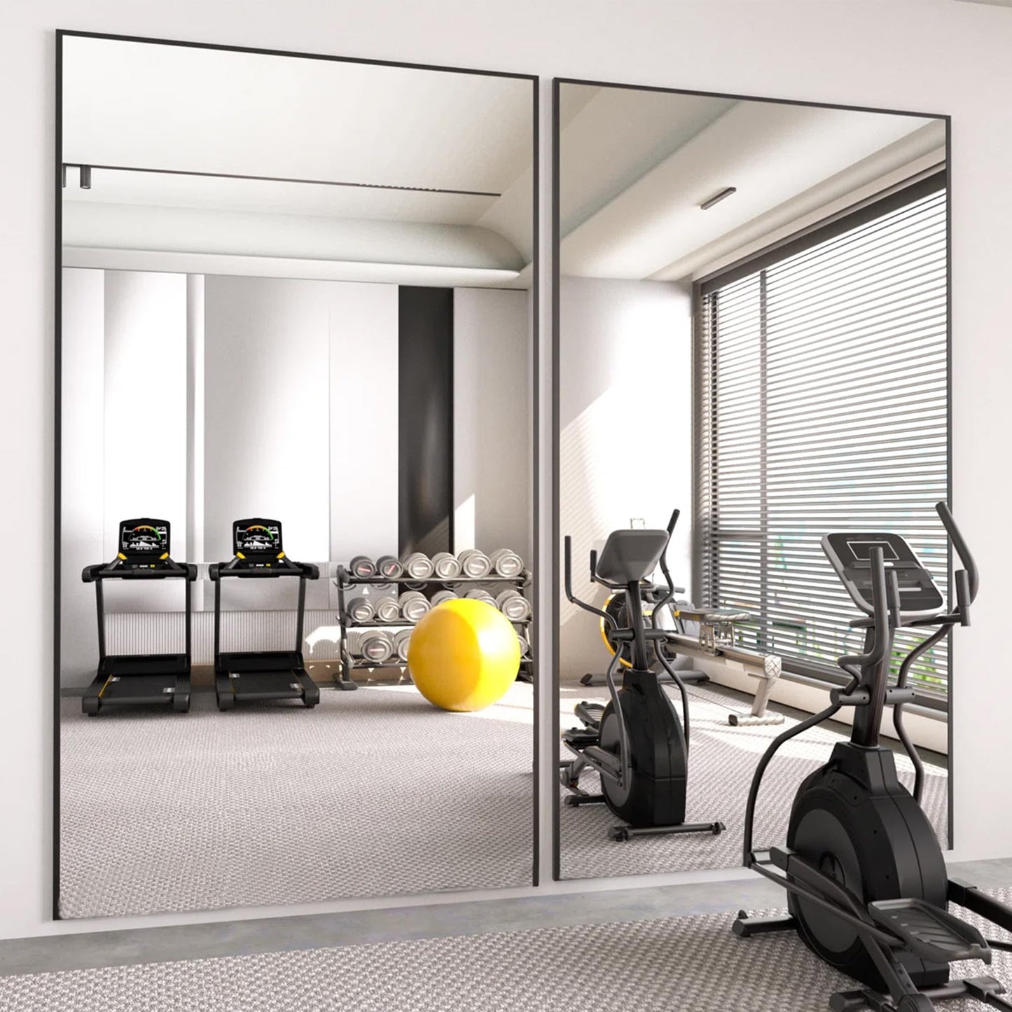 Fitcleer Glassless Floor Mirror, 71×39”, Wide Shatterproof Full Length Wall Mirror for Bedroom, Living Room, or Home Gym, Ultra-Light Leaning or Hanging Design, Black Frame