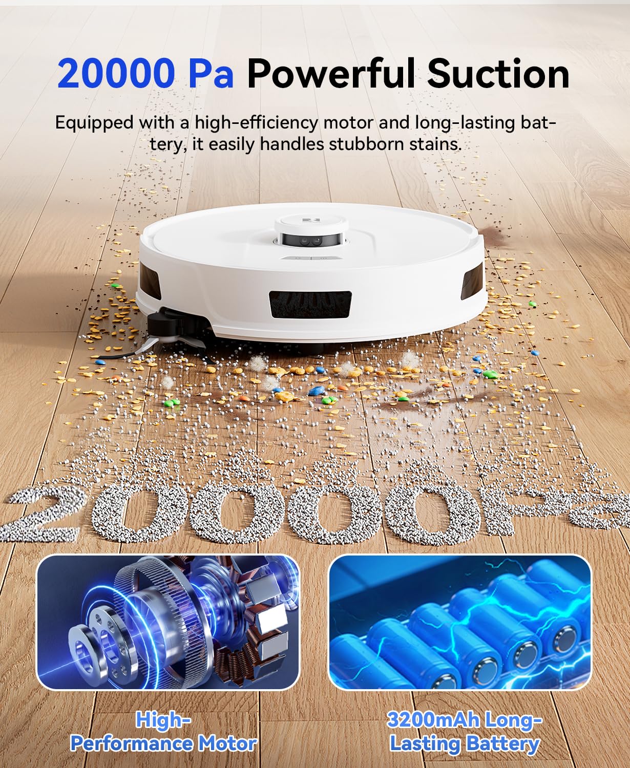 Redroad Robot Vacuum and Mop 20,000Pa Robot Vacuum Cleaner,120Day Self Emptying Vacuum Robot,Lidar Navigation,5G/2.4GWiFi APP Aspirateur Robot,Self-Charging Robot Vacuums for Pet,Floor,Carpet R11White