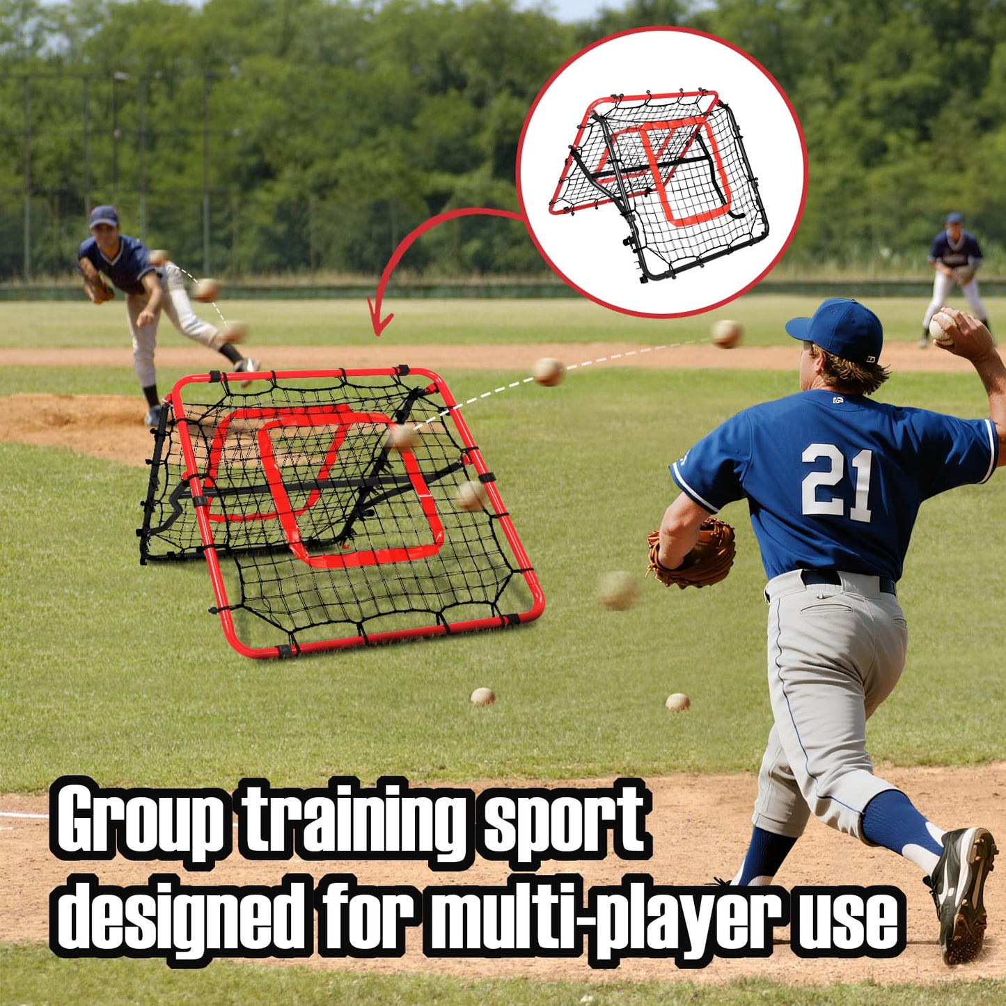 Storgem Baseball Softball Rebounder Net, Pitch Back Rebound Net,Soccer Rebound Net, Fielding Rebounder(Red-Black)