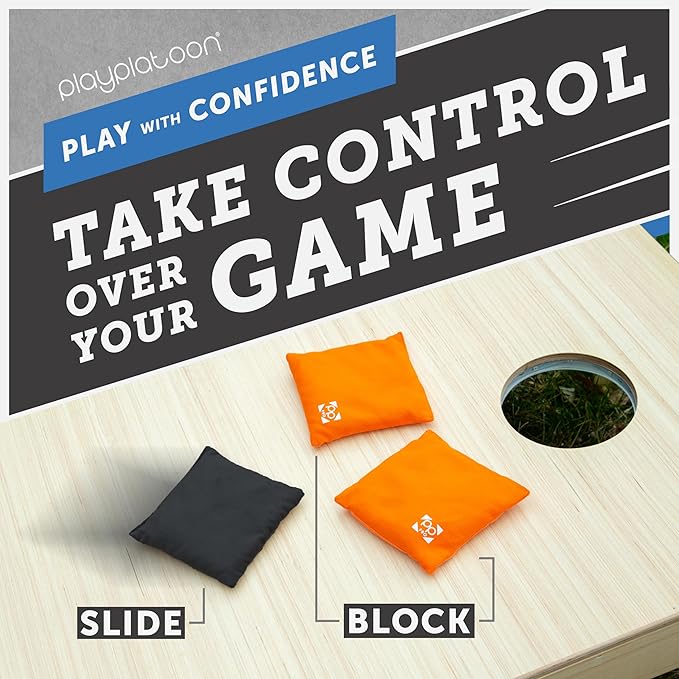 Professional Cornhole Bags - Set of 8 Regulation All Weather Double Sided - Sticky Side/Slick Side Bean Bags for Pro Corn Hole Game