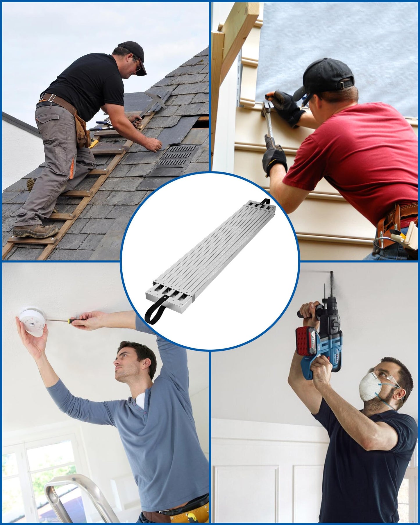 9-15 ft Telescoping Plank, Aluminum Work Plank, 440 LBS Capacity, Heavy-Duty Aluminum Scaffolding Extension Plank with Skid-Proof Platform Scaffold Ladder Accessory
