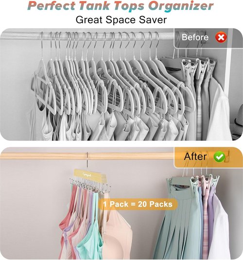 Gomyrod Bra Hanger - Space-Saving Wood Organizer with 20 Hooks | Holds 40 Bras, 360° Rotating Design