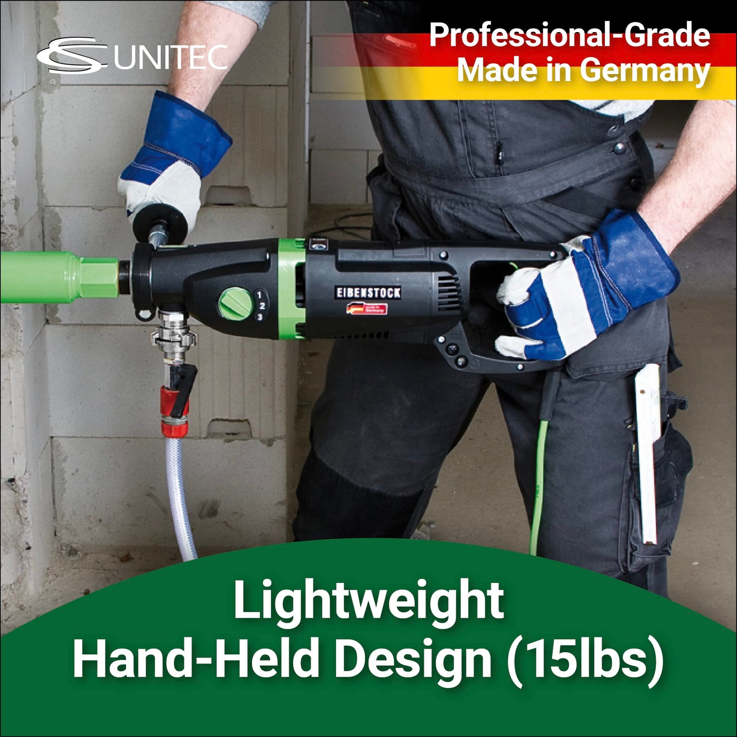 CS Unitec | ETN 162/3 P | 6-3/8" Capacity, 3-Speed Gear, 110 V Wet & Dry Diamond Concrete Core Drill. For Concrete, Brick, Block, and Stone. - Made in Germany
