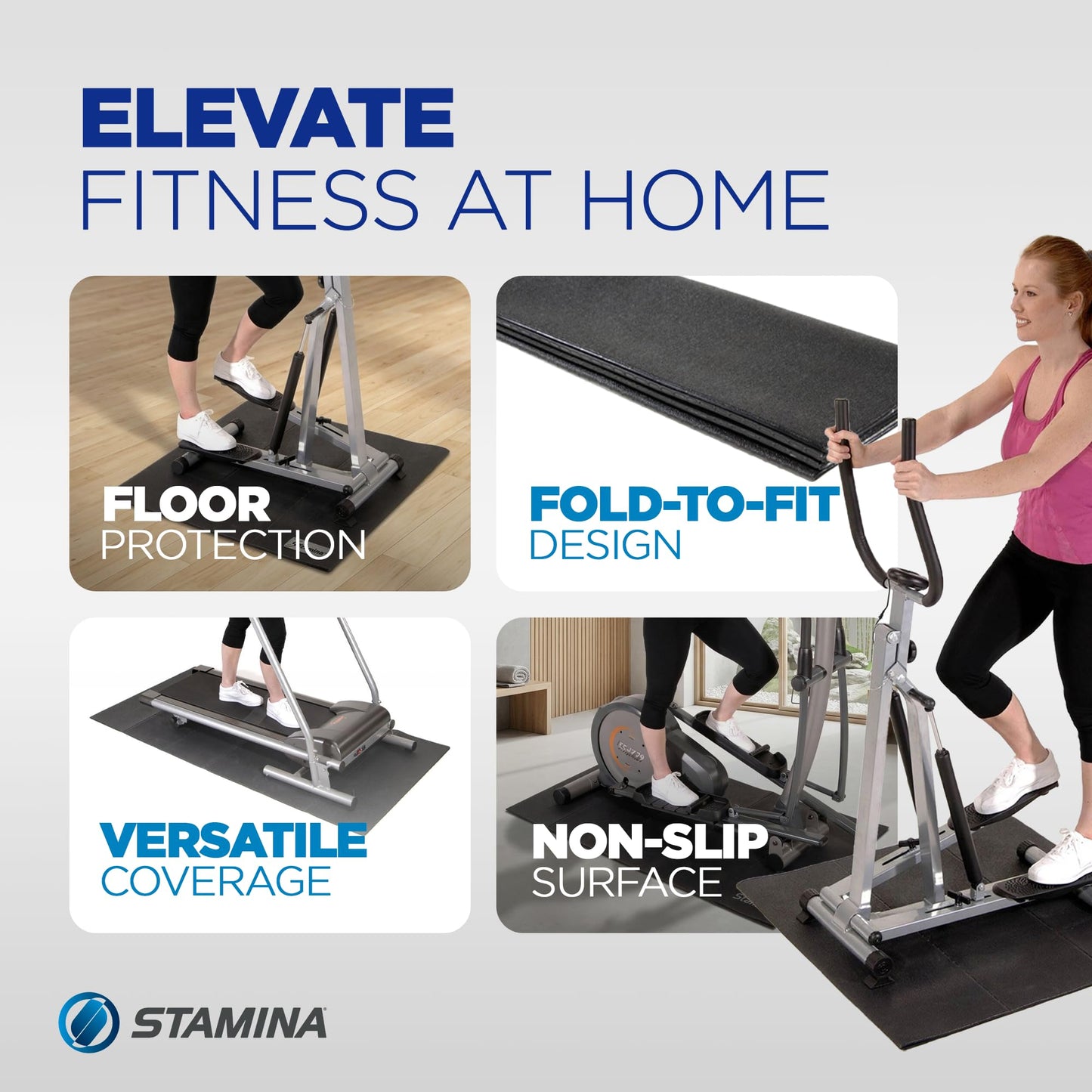 Stamina Fold-to-Fit Folding Equipment Mat (84-Inch by 36-Inch), Black