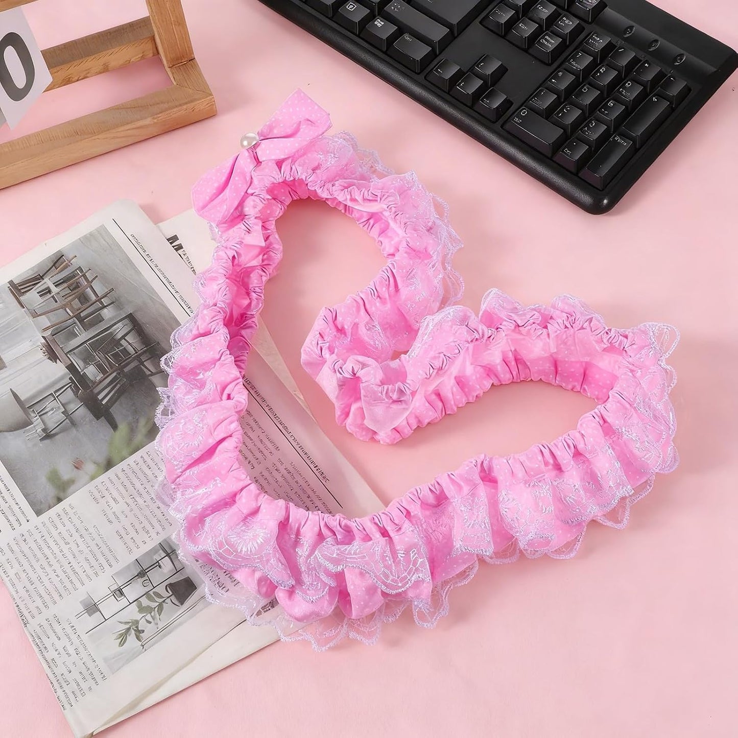 Macuezu 22"-28" Cute Monitor Cover, Lovely Computer Monitors Covers with Bow-Knot, Pink Computer Monitor Decor, Dust