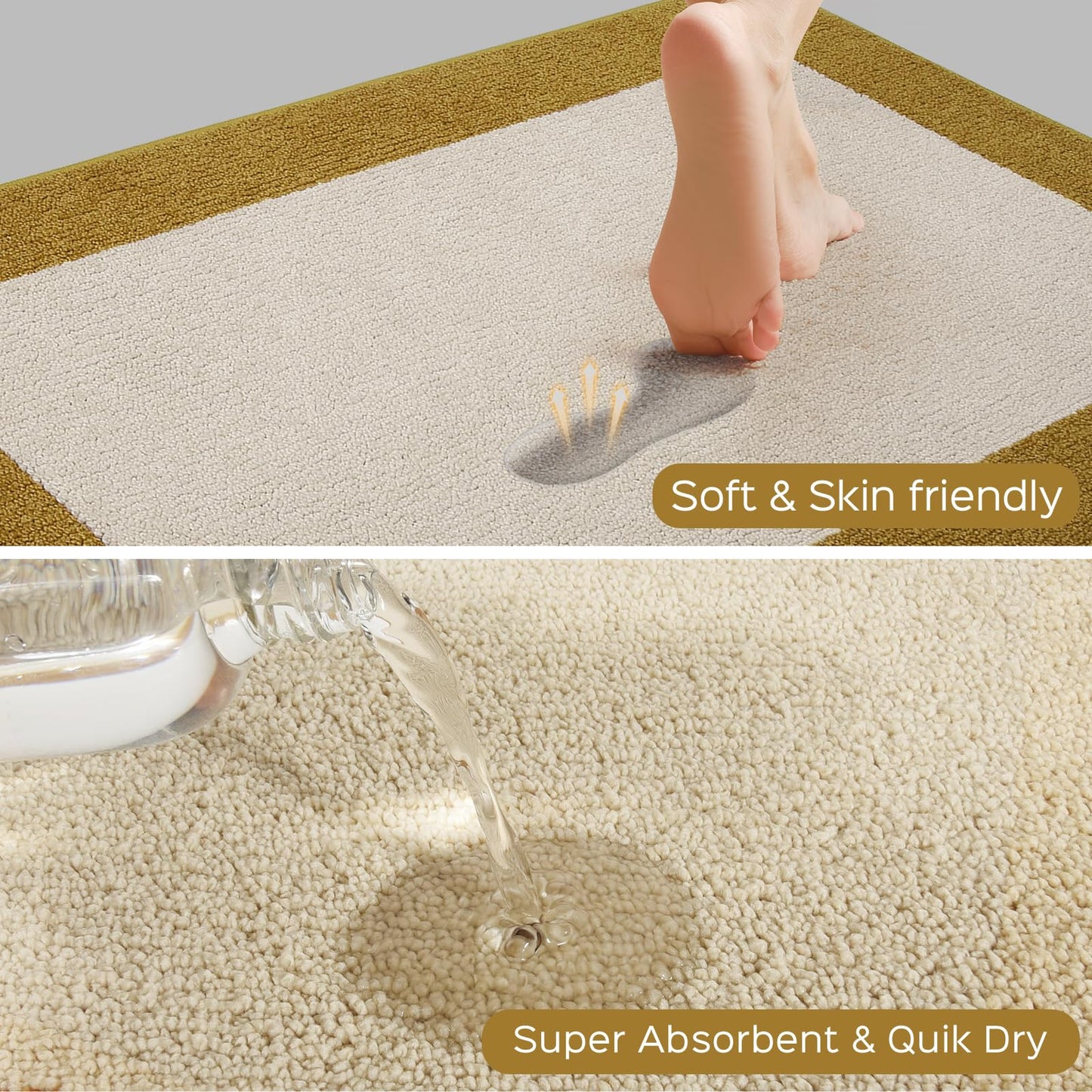 DOMUSTEX Machine Washable Runner Rugs Set of 2, (24" x 36"+ 24" x 60"), Non Slip Kitchen Mats for Floor, Absorbent Entryway Rug for Kitchen, Bedroom, Hallway, Bathroom, Door (Roll Packing)