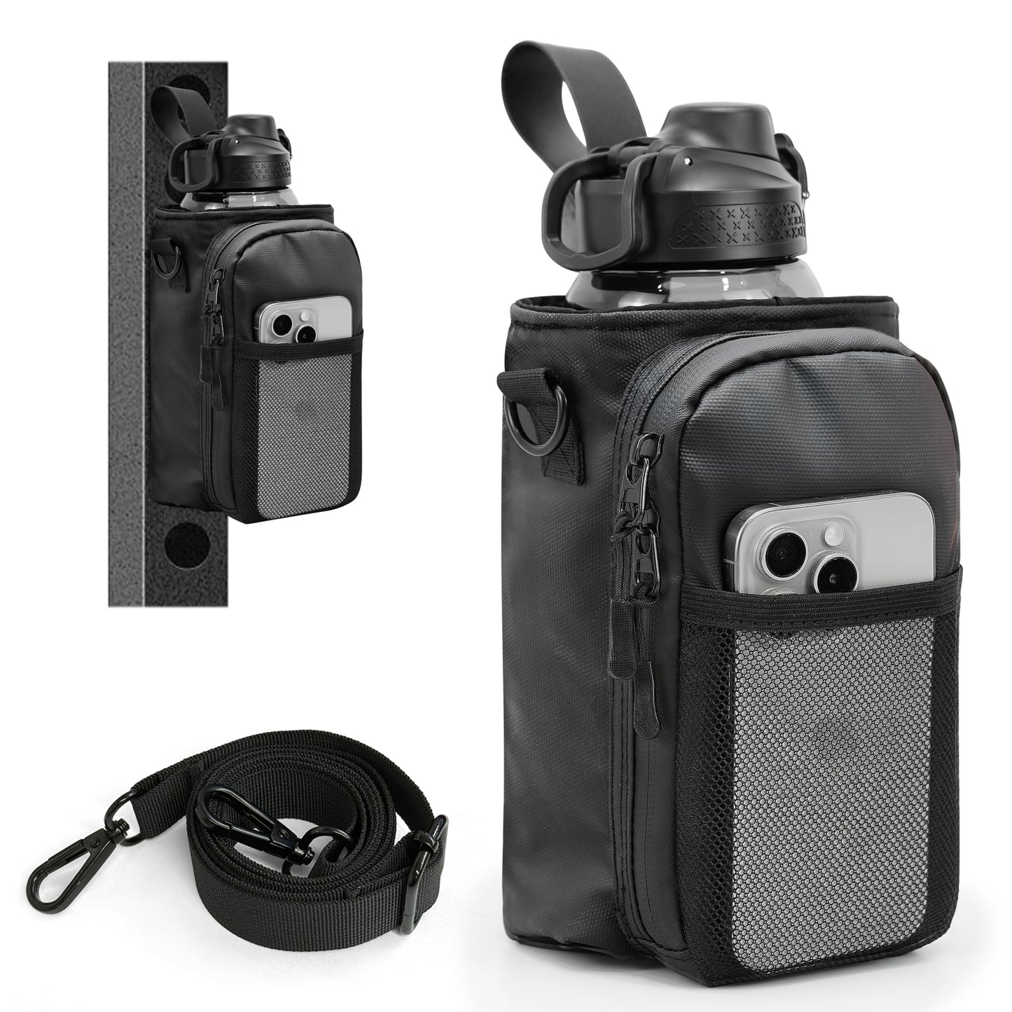 Balency Magnetic Gym Bag for Men, Magnetic Gym Water Bottle Bag, Water Bottle Holder with Phone Pockets, Powerful Magnet Gym Pouch, Magnet Crossbody Bags, Gym Accessories for Women