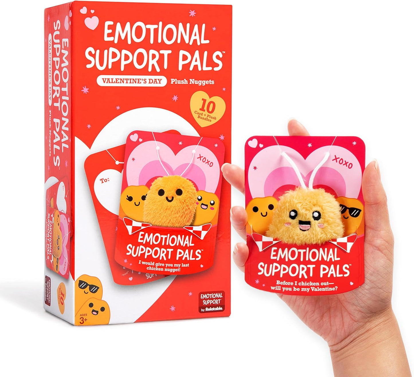 Relatable Emotional Support V-Day Nugget Cards - 10 Plushies & Cards with Carrying Case | Perfect Valentine's Gifts for Kids & Friends
