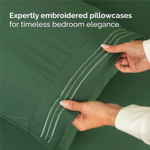 Comfy Breathable Cooling Bed Sheets Set by [Brand Name] - Luxury 4-Piece Full Size - Deep Pockets, Soft & Wrinkle-Free - Oeko-Tex Certified, Emerald Green