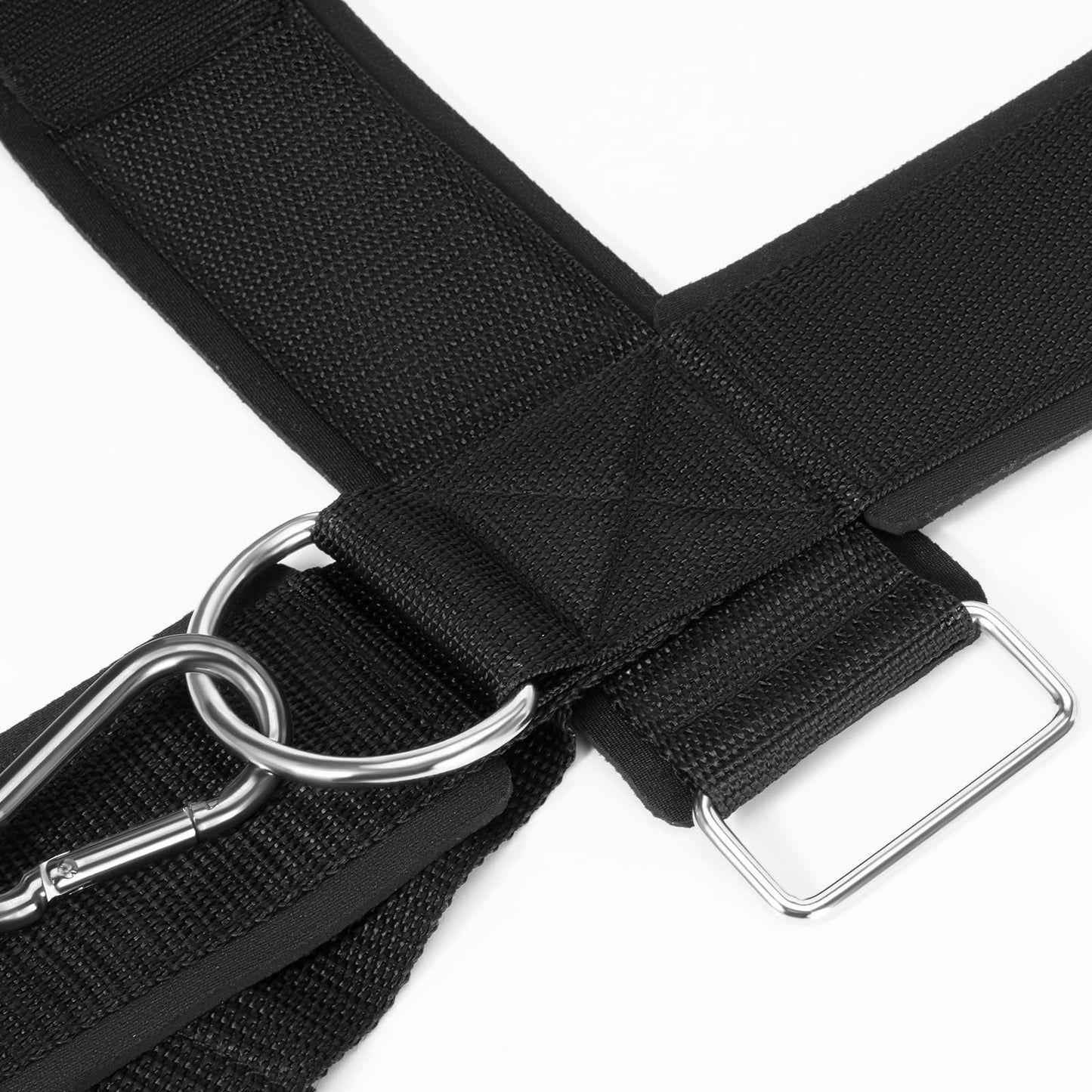 Neck Harness Weight Lifting, Portable Neck Exerciser for Neck Muscle Builder and Pain Relief, Adjustable Soft Padded Chin & Head Strap, Heavy Duty Stainless Steel Chain