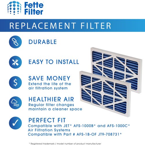Fette Filter - 2 Pack 708731 / AFS-1B-OF Replacement Electrostatic Outer Filter Compatible with JET AFS-1000B and AFS-1000C Air Filtration Systems Part # AFS-1B-OF Includes 2 Filters.