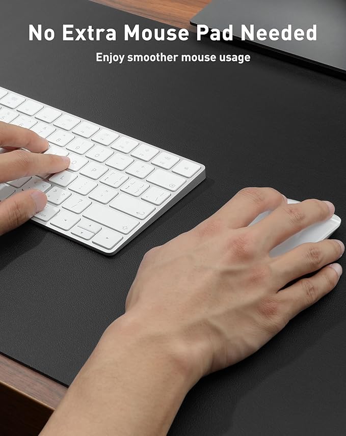 Aothia Faux Leather Desk Mat - Large Mouse Pad, Non-Slip PU Leather Blotter, Waterproof Writing Surface for Office and Home (Black, 40" x 24")