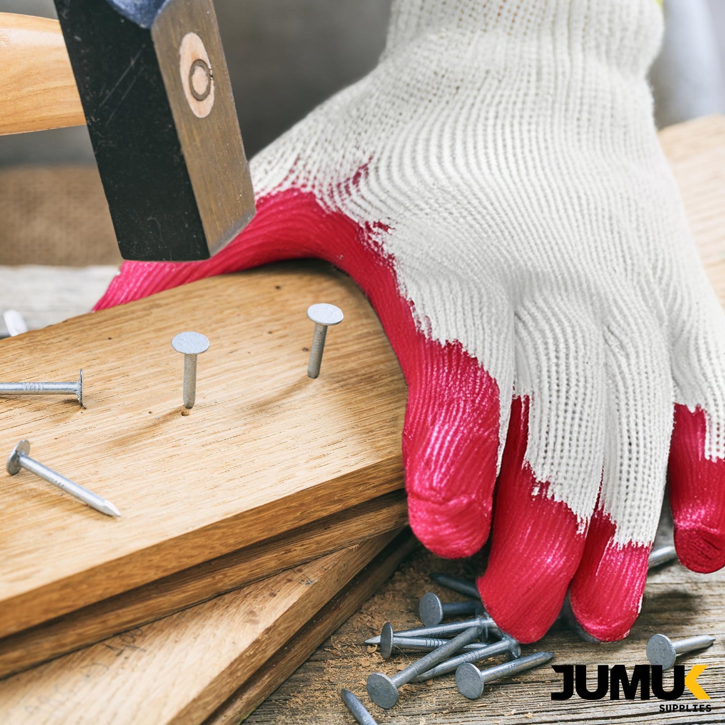 Jumuk Supplies 400 Pairs Bulk Red Rubber Palm Working Industrial Gloves for Warehouse, Moving, Construction, Landscaping Business Gloves