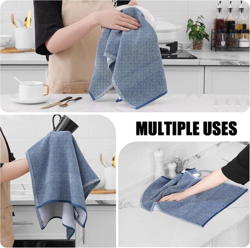 Homaxy Premium Kitchen Towels - Highly Absorbent 380 GSM Cotton Tea Towels | 6 Pack, Navy Blue (18”x28”)