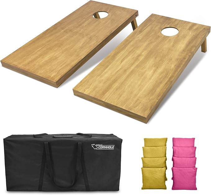 GoSports 4 ft x 2 ft Regulation Size Wooden Cornhole Boards Set - Includes Carrying Case - Full Regulation Size Bean Bag Toss Boards