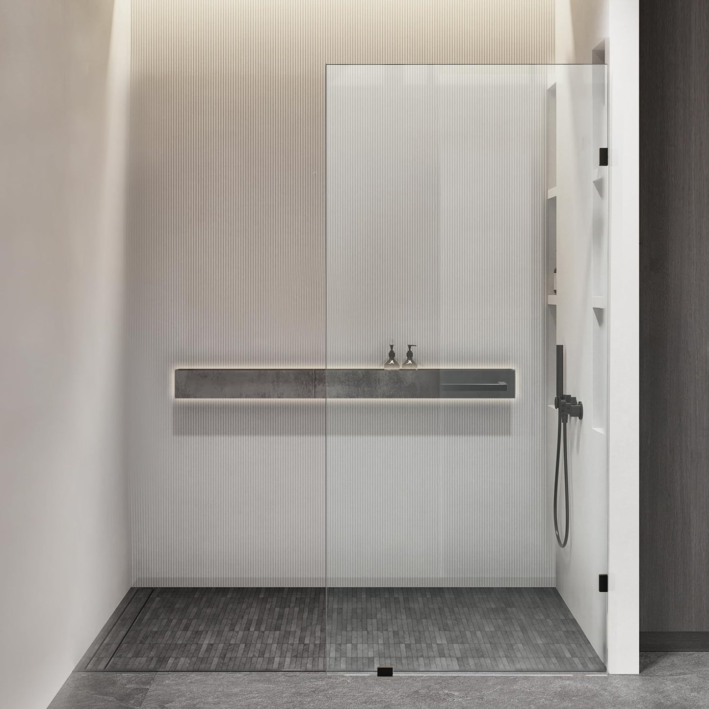 AquivaCoast Shower Door, 30.5"×78.75" Shower Glass Panel for Open Walk-in Bathroom, 3/8" (10mm) Clear Tempered Glass Shower Screen