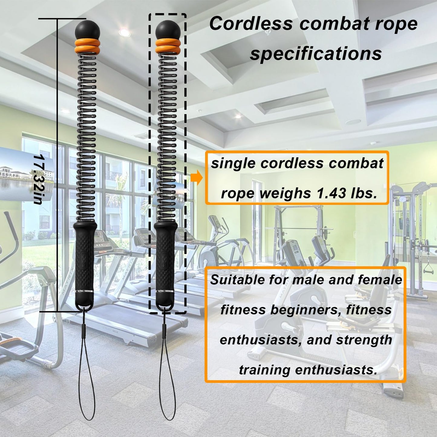 Weighted Ropeless Battle Ropes (2-Pack),Portable Cordless Battle Ropes for Home Gym,arm Exerciser Rope,Workout Rope for Strength Building,Low-Impact Aerobic Training and HIIT for Fitness Enthusiasts.