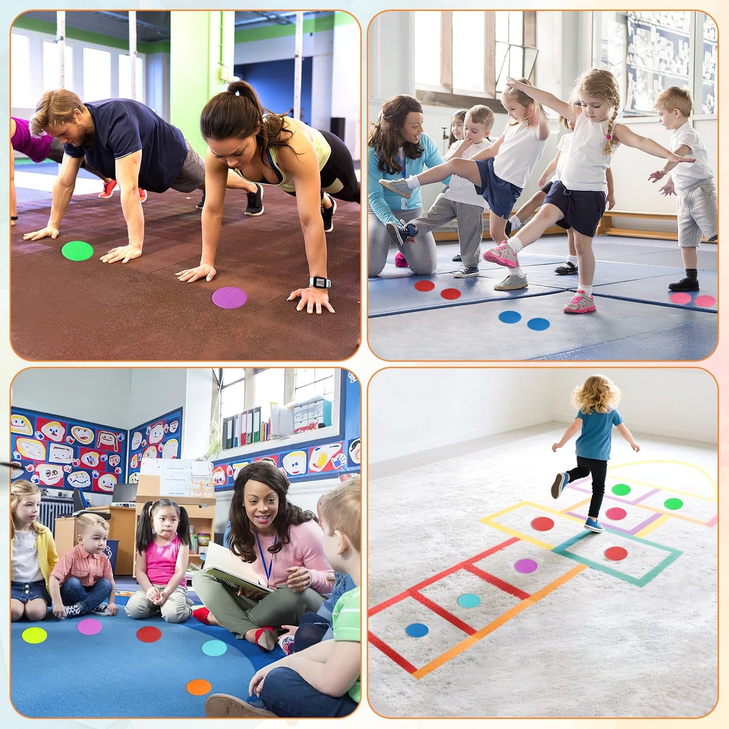 DTOFOOT 50 Pcs Carpet Spot Markers, Circle Floor Dots 5 Inch Dot Markers Carpet Spots for Classroom Decoration Preschool Kindergarten Teacher Supplies Yoga Games and Activities