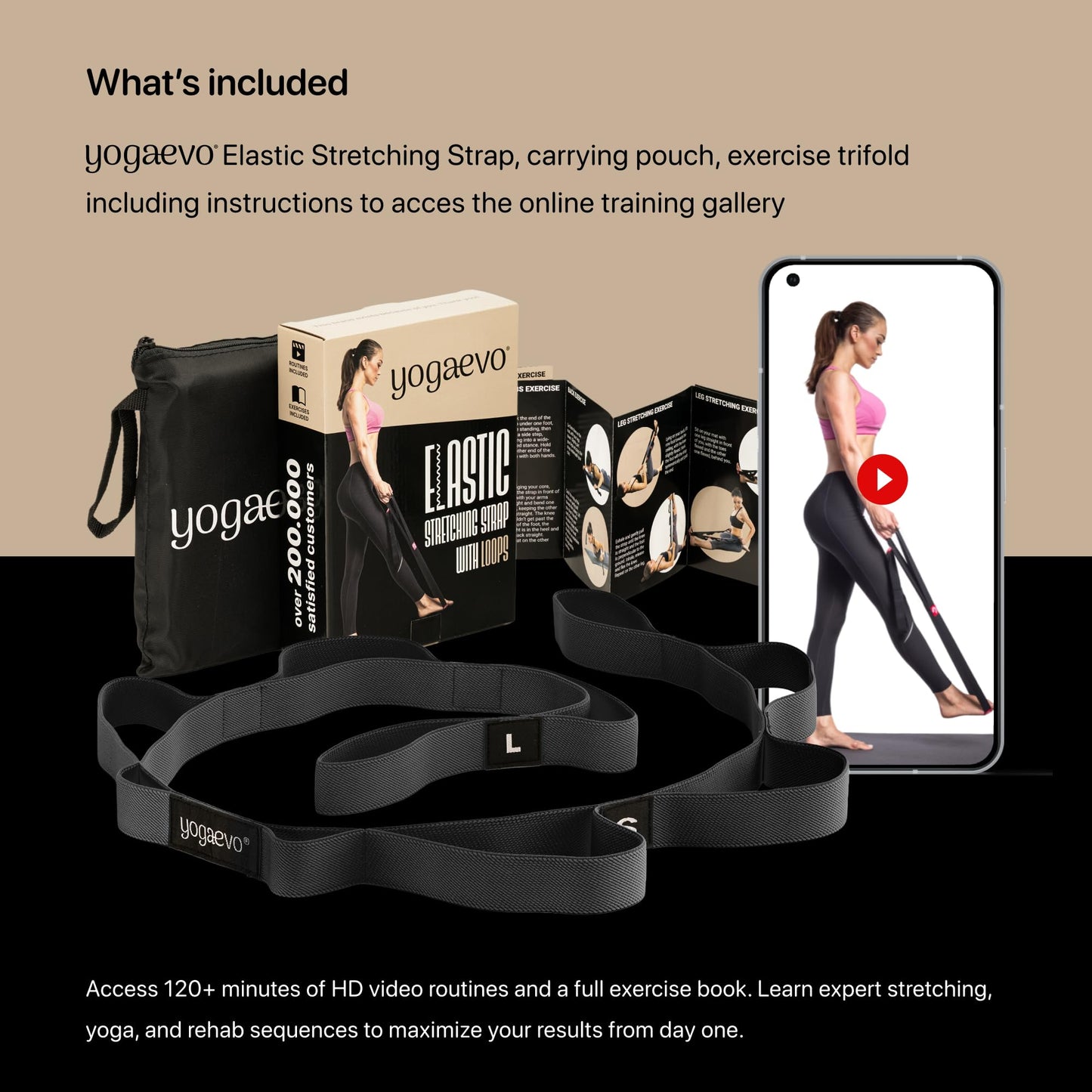 Stretching Strap with Loops for Physical Therapy | Physical Therapy Equipment | Yoga Strap for Stretching with Loops | Leg Stretcher | Workout Stretch Straps | Exercise straps | PT equipment | Black