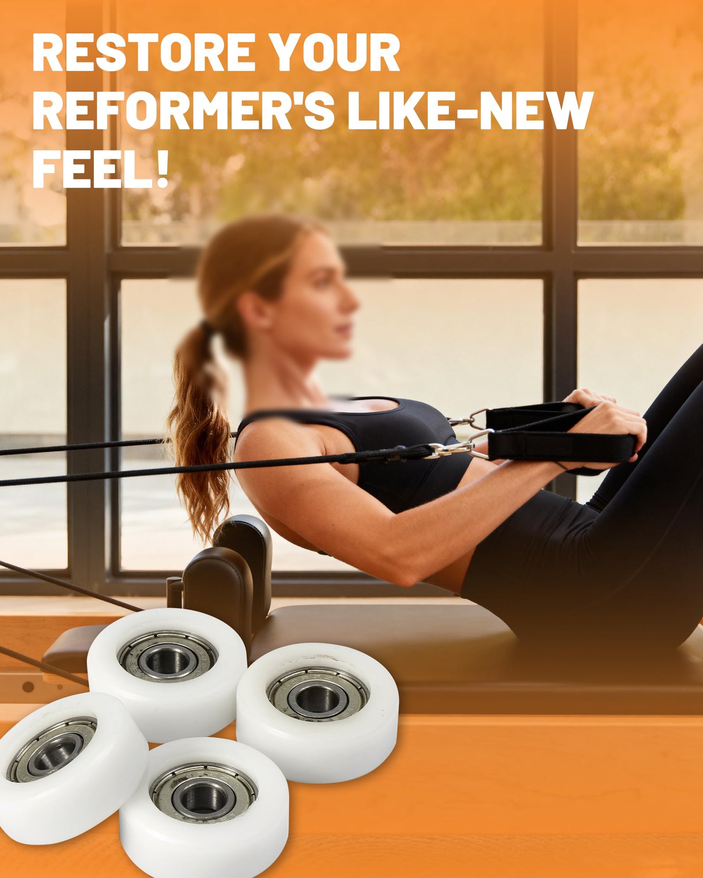 4Pcs Upgraded Roller Wheels for Aero Pilates Reformer, Smooth & Quiet, Wear-Resistant, Pilates Reformer Accessories, Replacement Parts for Aero Pilates Machine, White